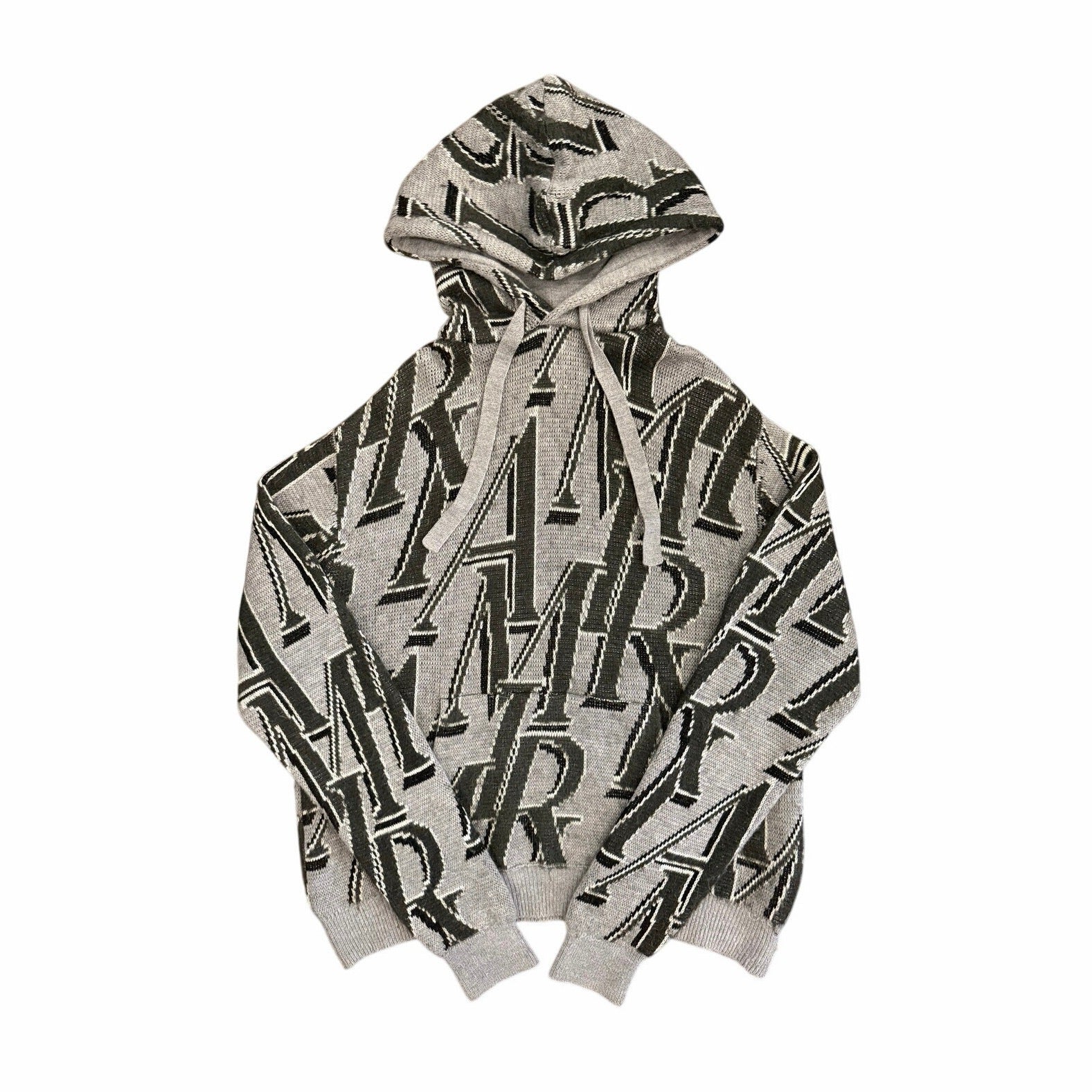 Size M - Amiri Repeat Logo Grey Hoodie