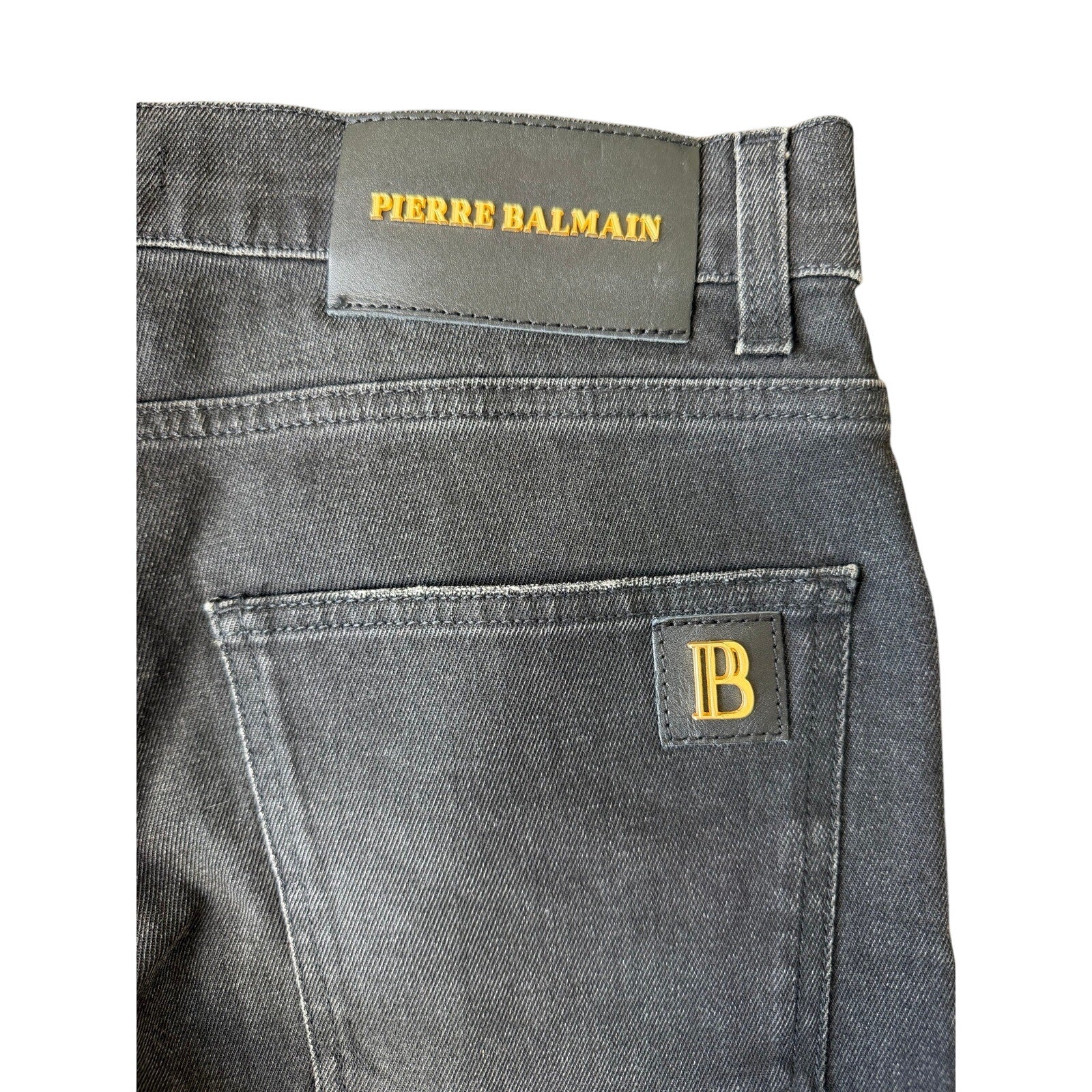 Size 34 - Balmain Waxed Biker Denim Jeans