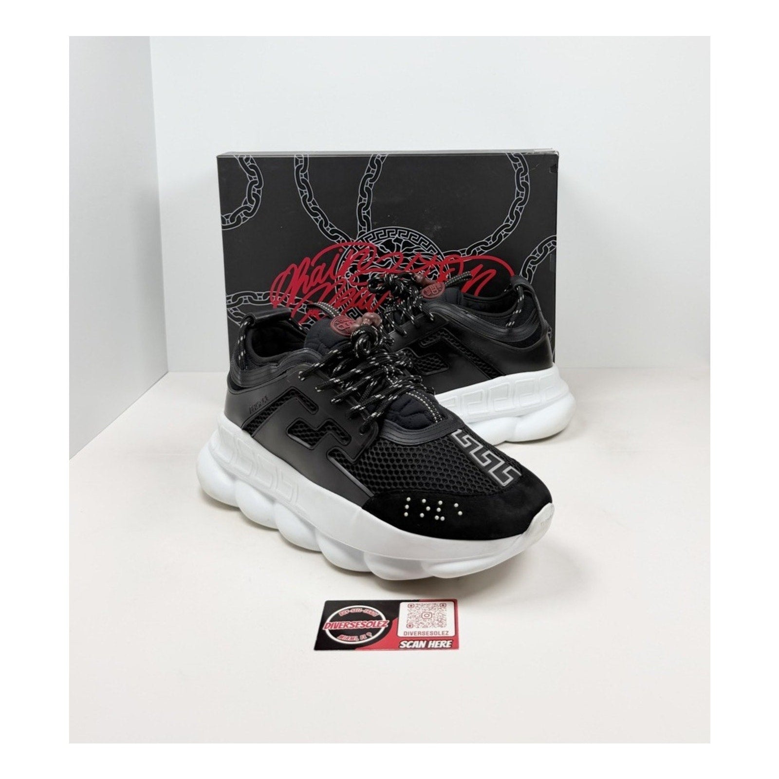 Size 45EU/12US - Versace Chain Reaction Black White