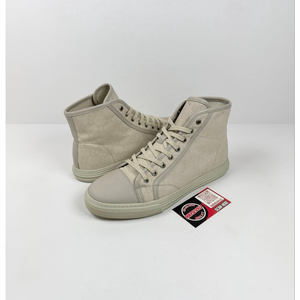 Size 8US - Gucci High Top Beige Canvas