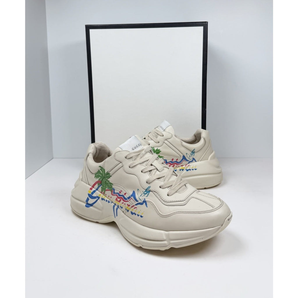 Size 7.5US - Gucci Rython Ivory Leather Hawaii