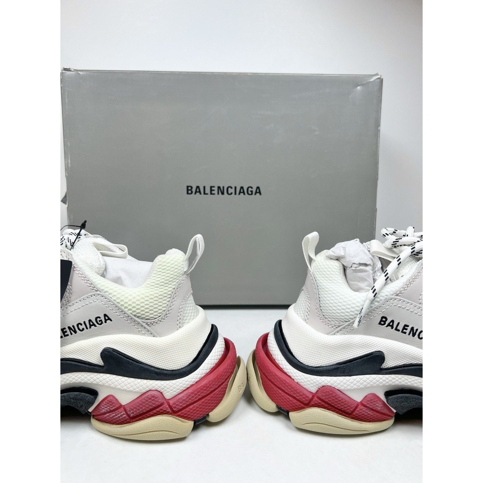 Size 34EU/4W - Balenciaga Triple S Distressed White NEW