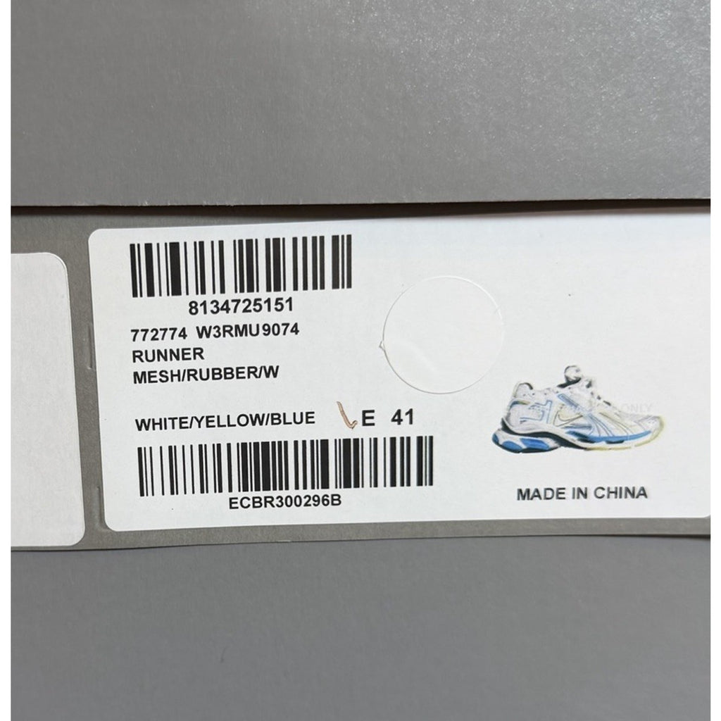 Size 41EU/8US - Balenciaga Runner White Yellow Blue NEW!