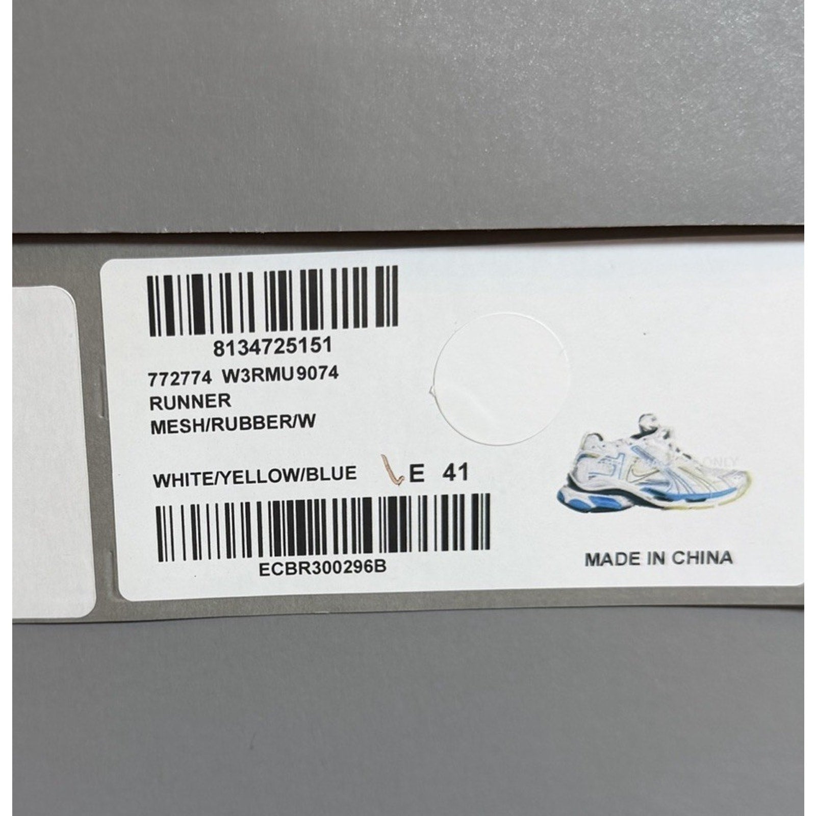 Size 41EU/8US - Balenciaga Runner White Yellow Blue NEW!