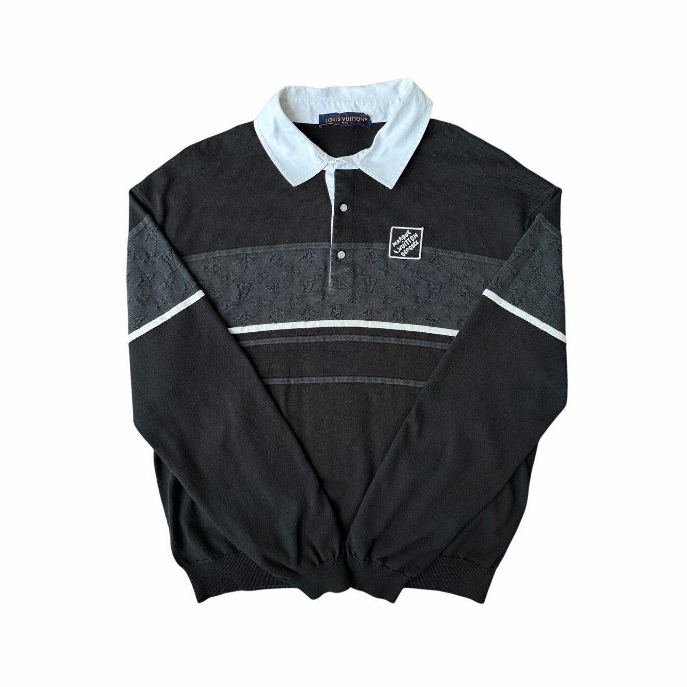 Size XL Fits L - Louis Vuitton Jaquard Polo Long Sleeve