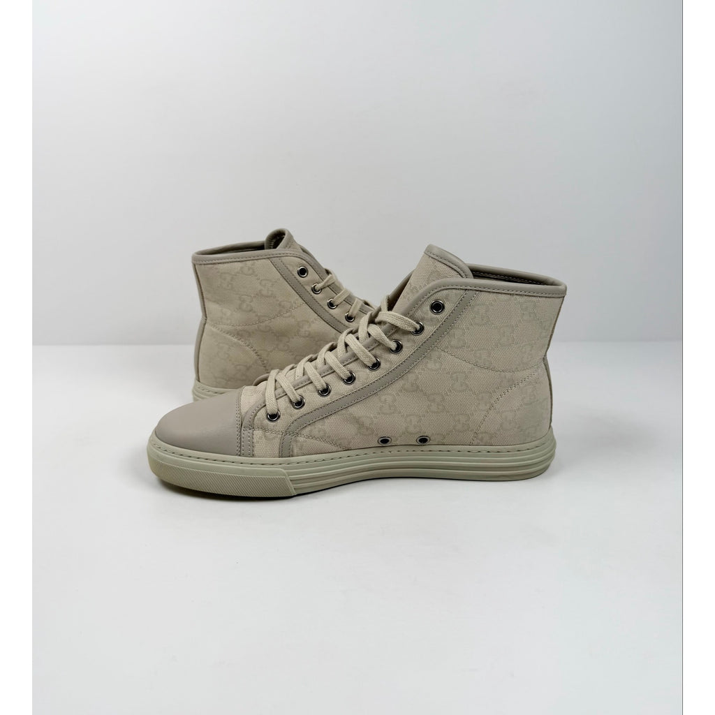 Size 8US - Gucci High Top Beige Canvas