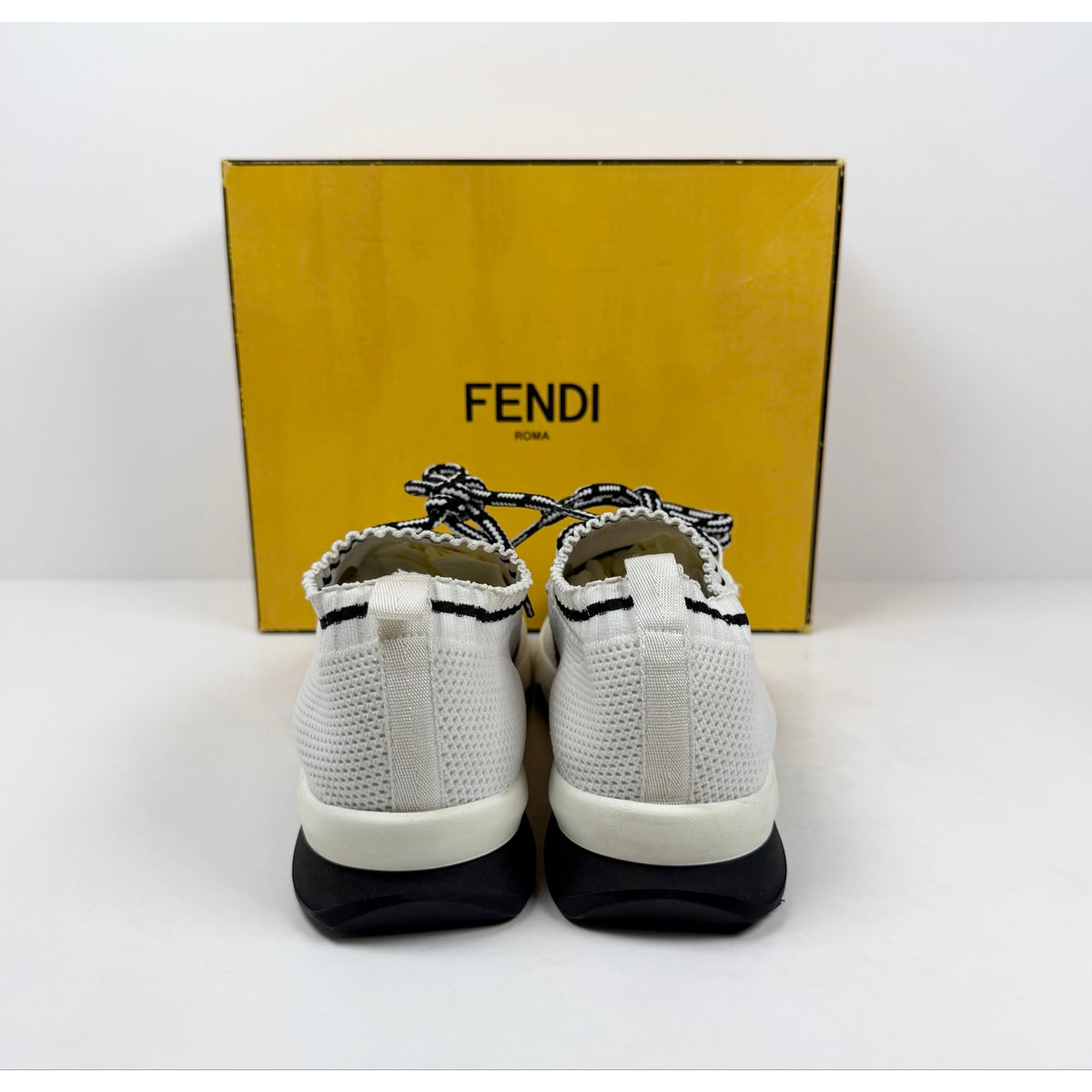 Size 7.5 - Fendi FF Logo Knit Sneakers