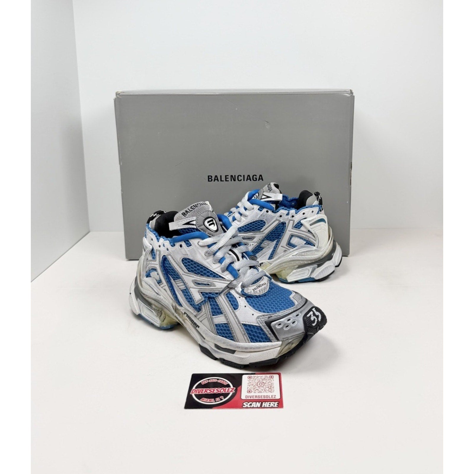 Size 35EU/5W - Balenciaga Runner Blue White NEW
