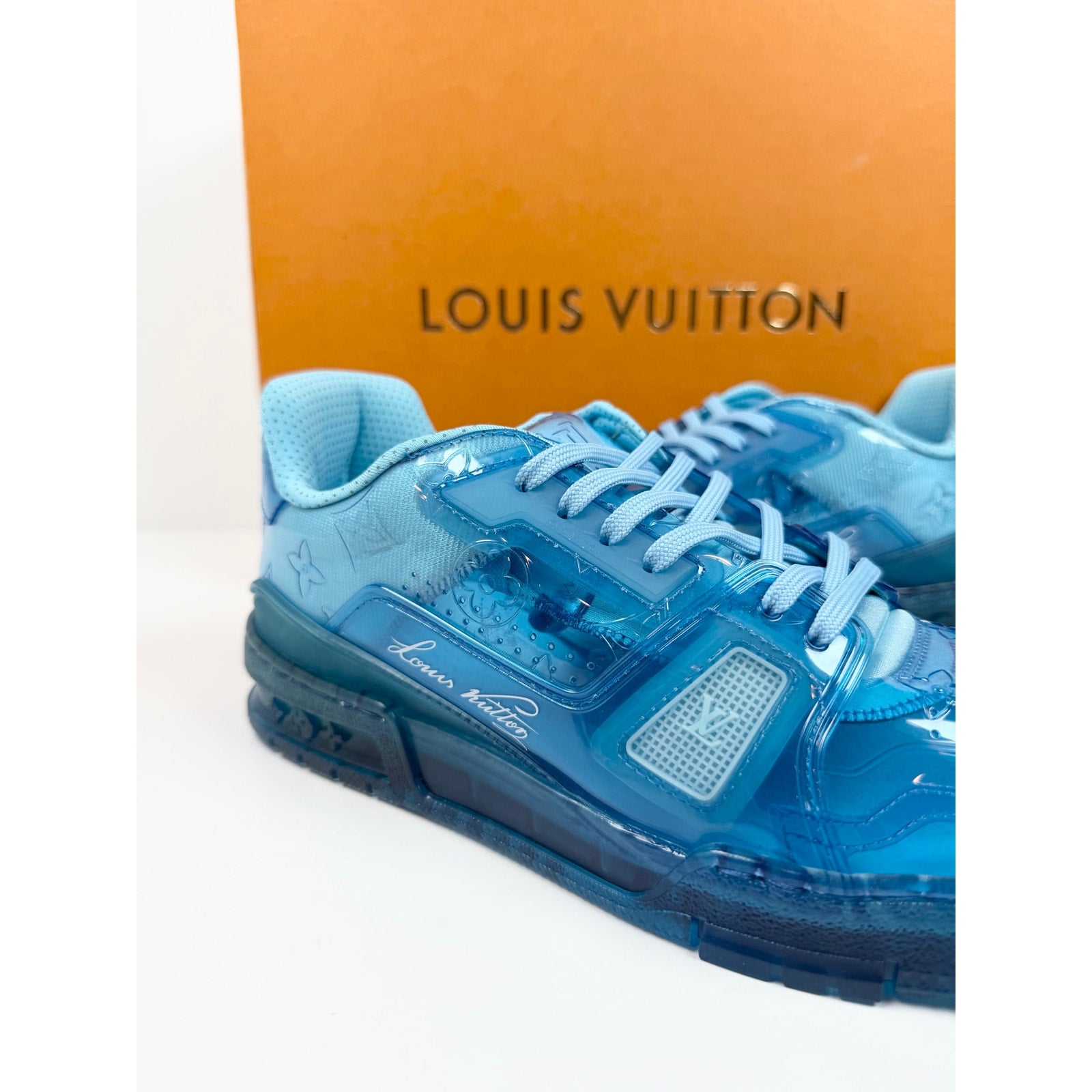 Size 7LV/8US - Louis Vuitton Transparent Blue Trainer NEW