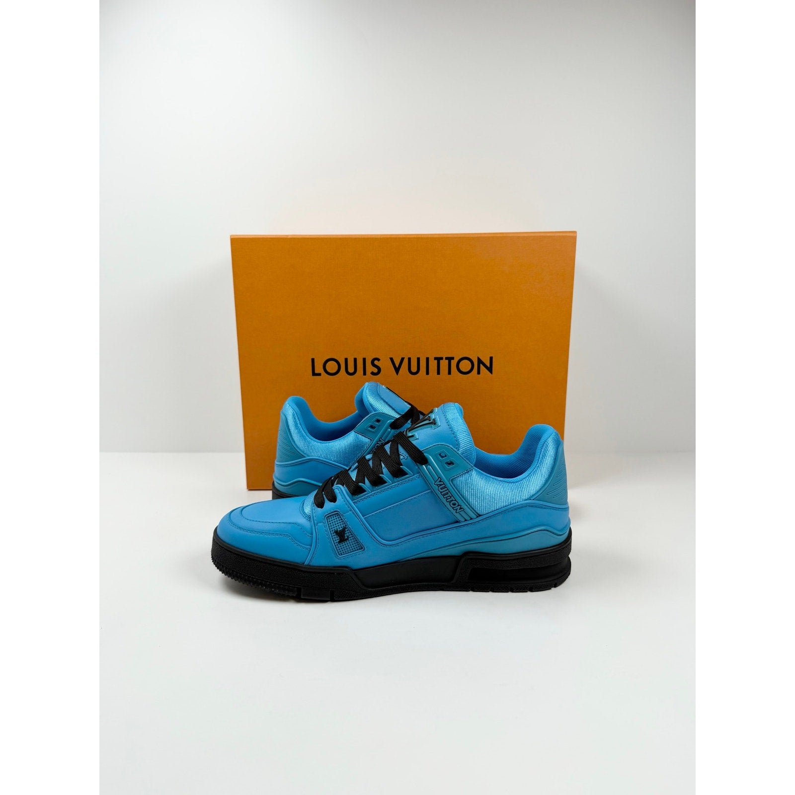 Size 7LV/8US - Louis Vuitton Leather Blue Sneakers NEW
