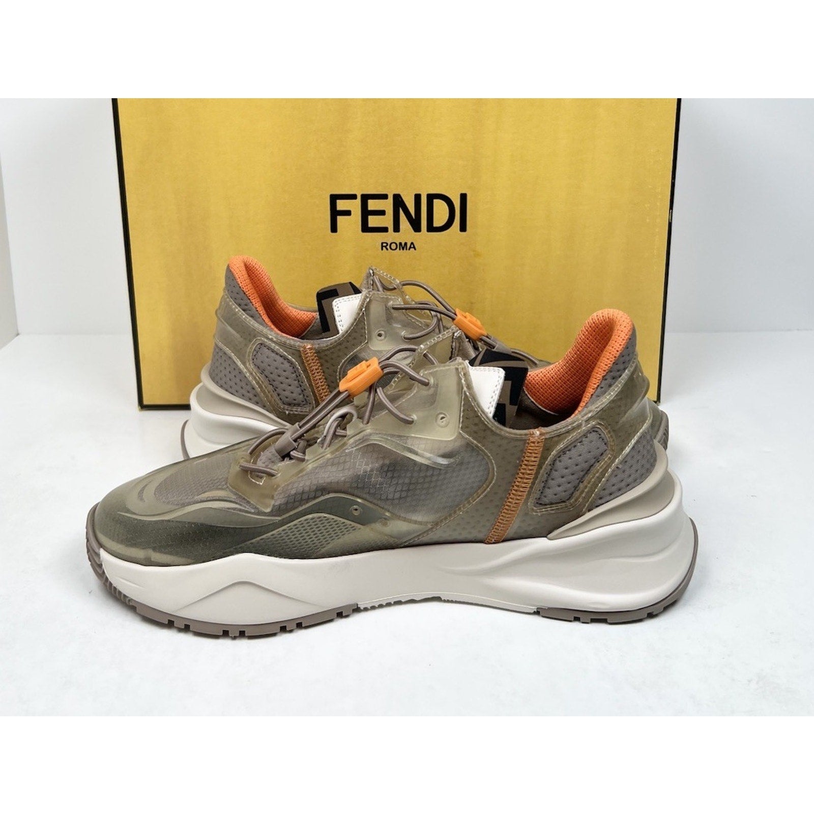 Size 6UK/7US - Fendi Flow Beige Nylon Low NEW