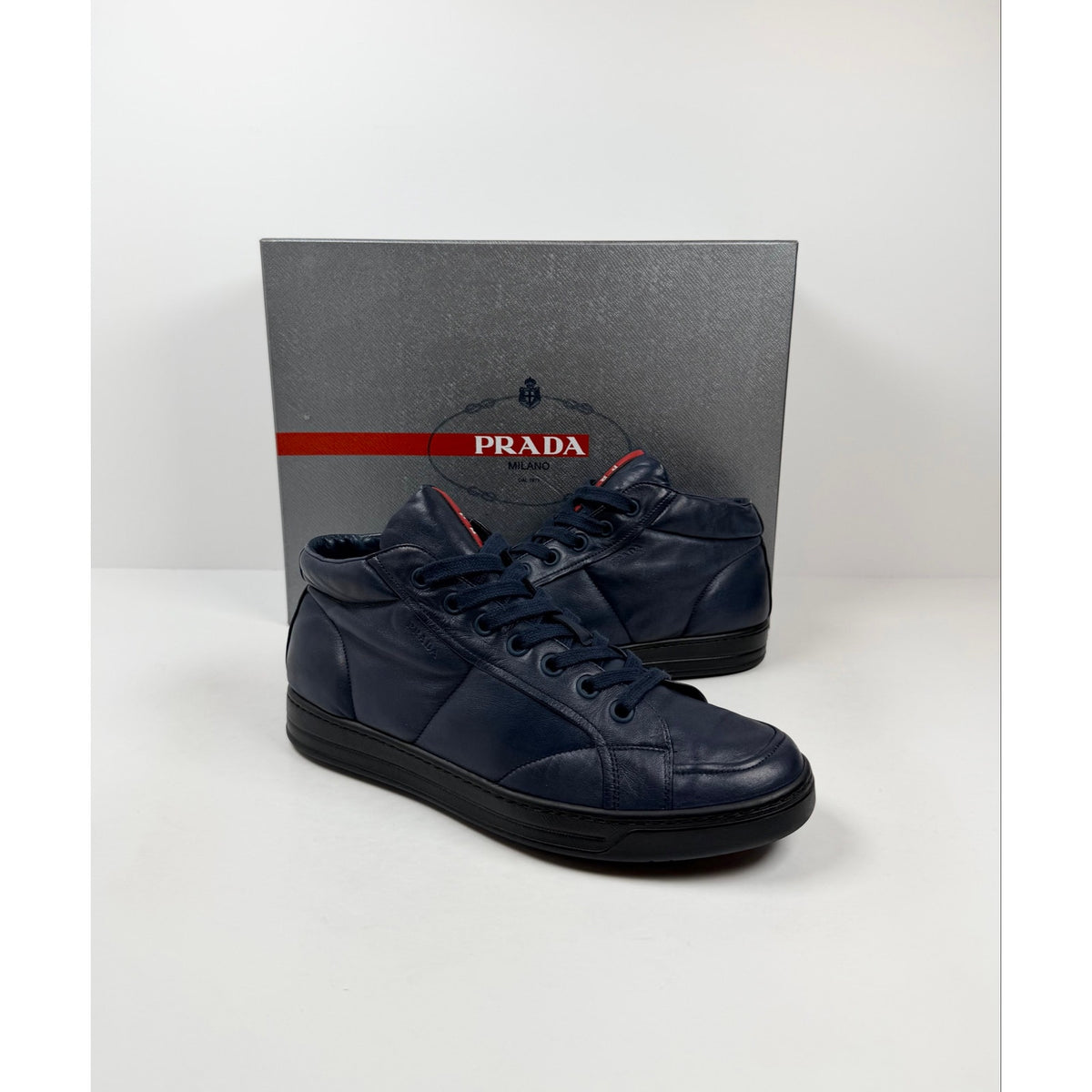 Size 9.5UK/10.5US - Prada Soft Leather High Top