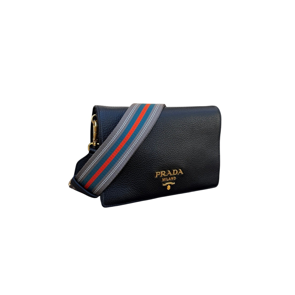 Prada Vitello Daino Double Strap Flap Crossbody Bag NEW