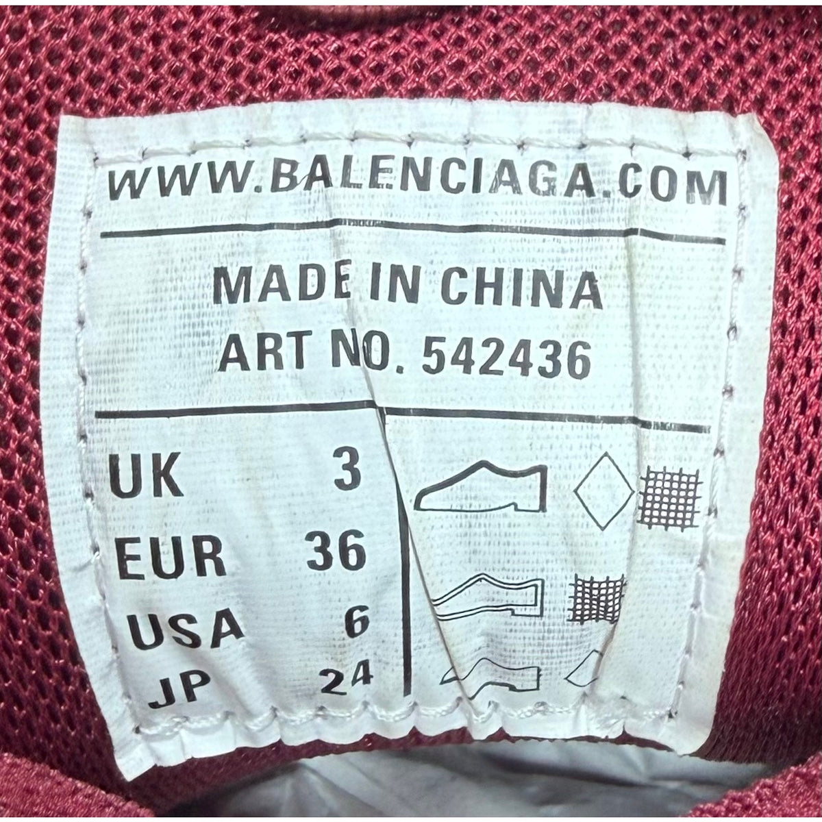 Size 36/6 - Balenciaga Track Burgundy Women’s