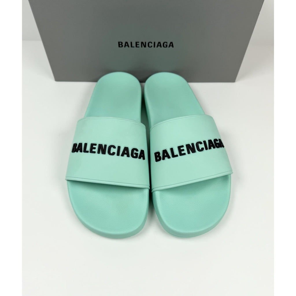 Size 11 - Balenciaga Mint Rubber Pool Sandals NEW!