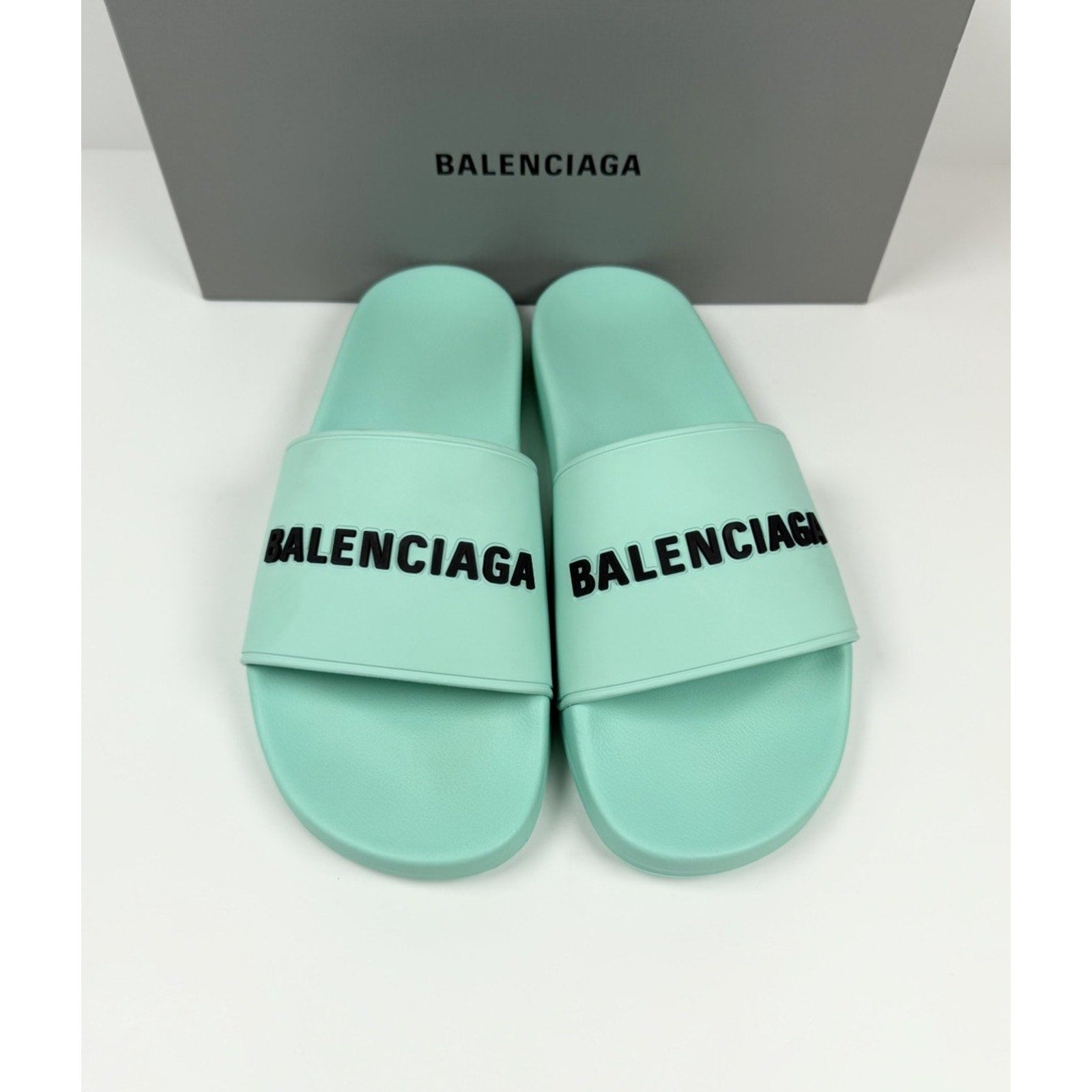 Size 11 - Balenciaga Mint Rubber Pool Sandals NEW!