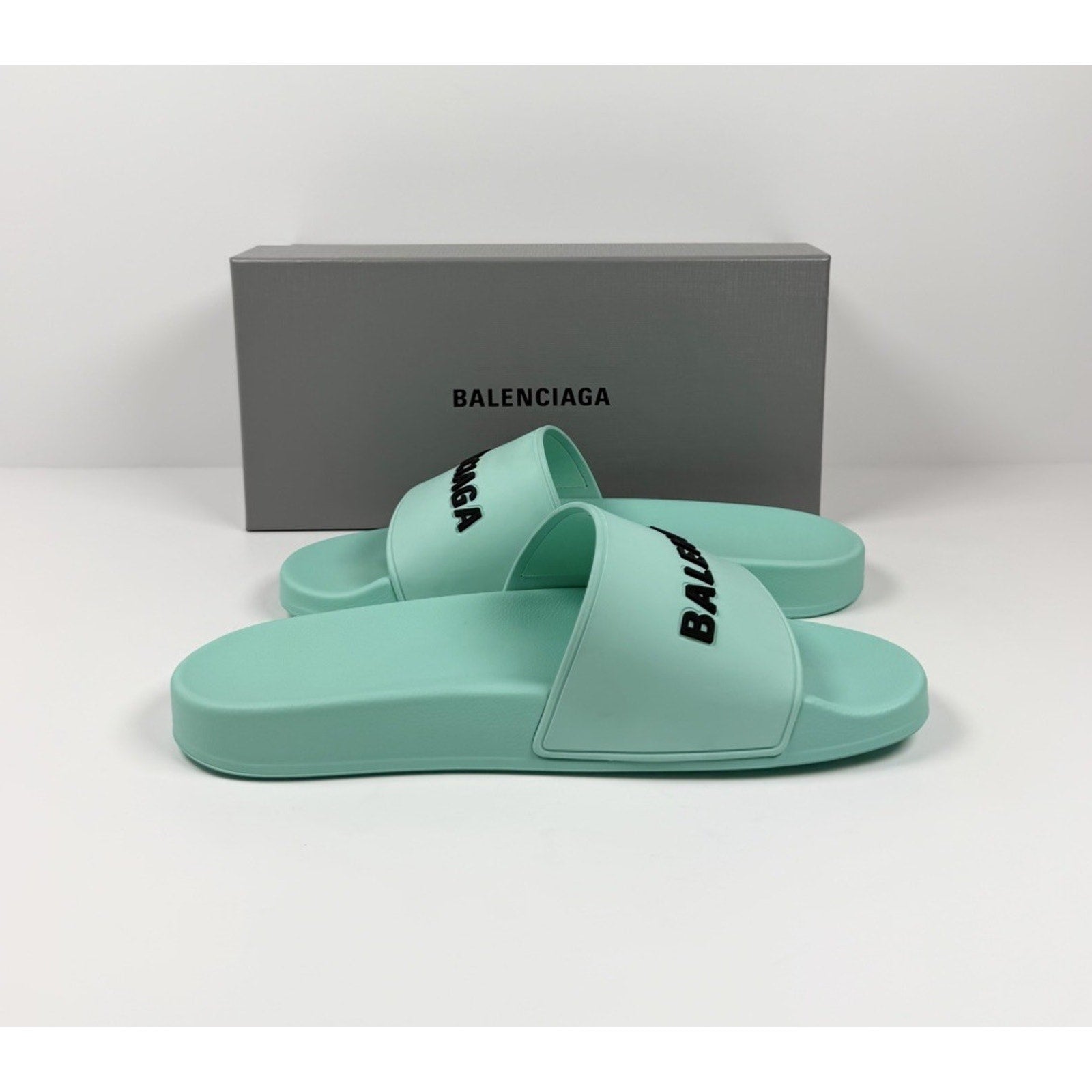 Size 11 - Balenciaga Mint Rubber Pool Sandals NEW!
