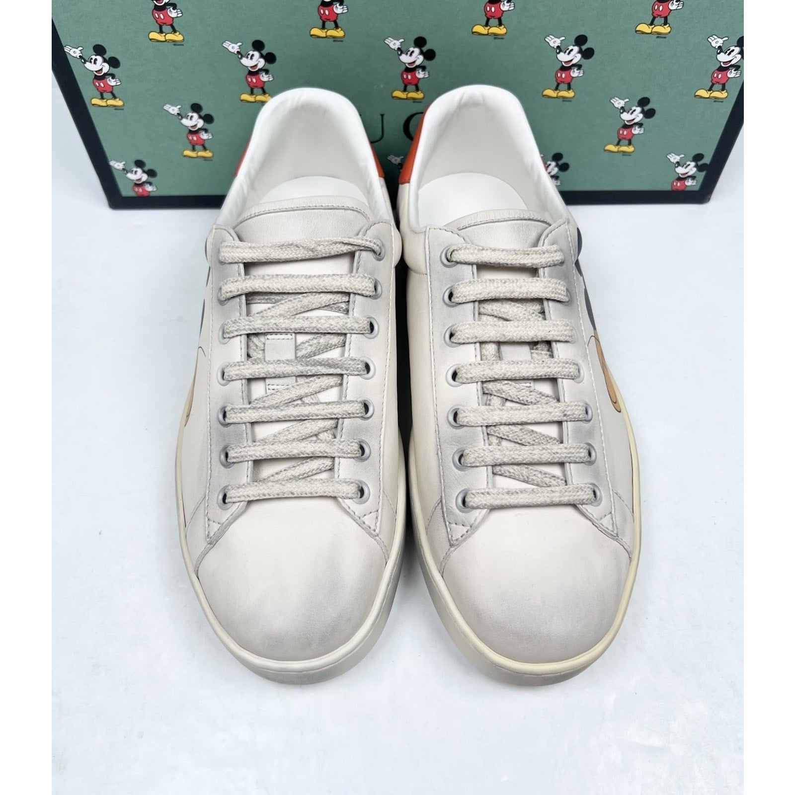 Size 8US - Gucci Ace x Disney “Mickey” Ivory Leather NEW