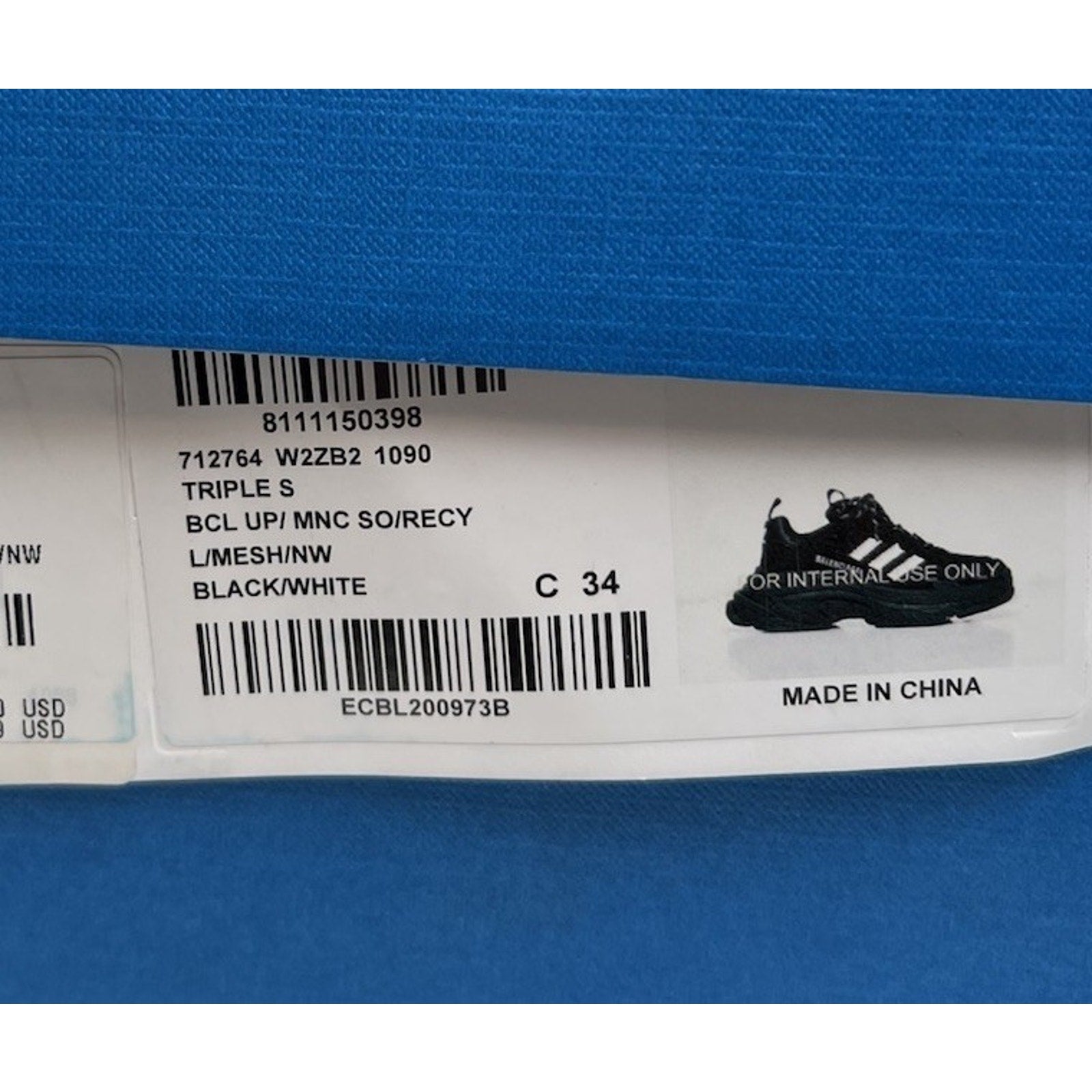 Size 34EU/4W - Balenciaga Triple S x Adidas NEW