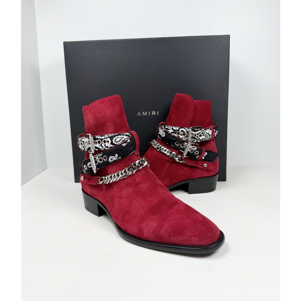 Size 7.5US - Amiri Chain Link Bandana Boots Merlot NEW