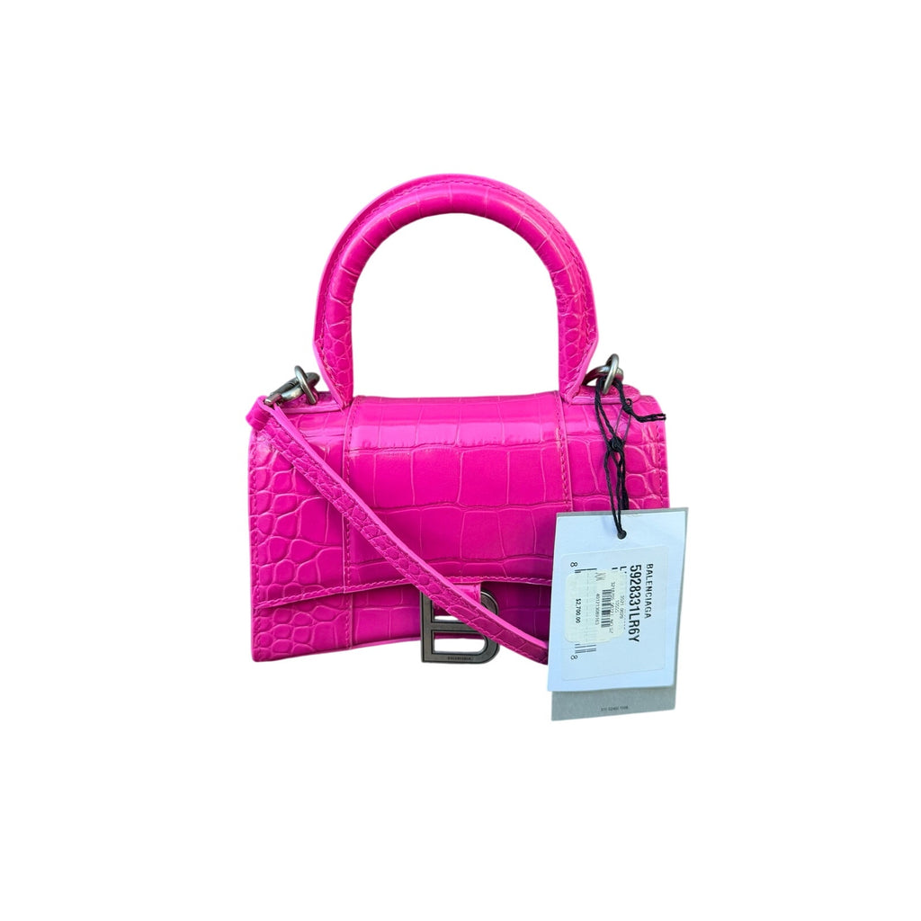Balenciaga Croc Leather XS Hourglass Top Handle Bag NEW