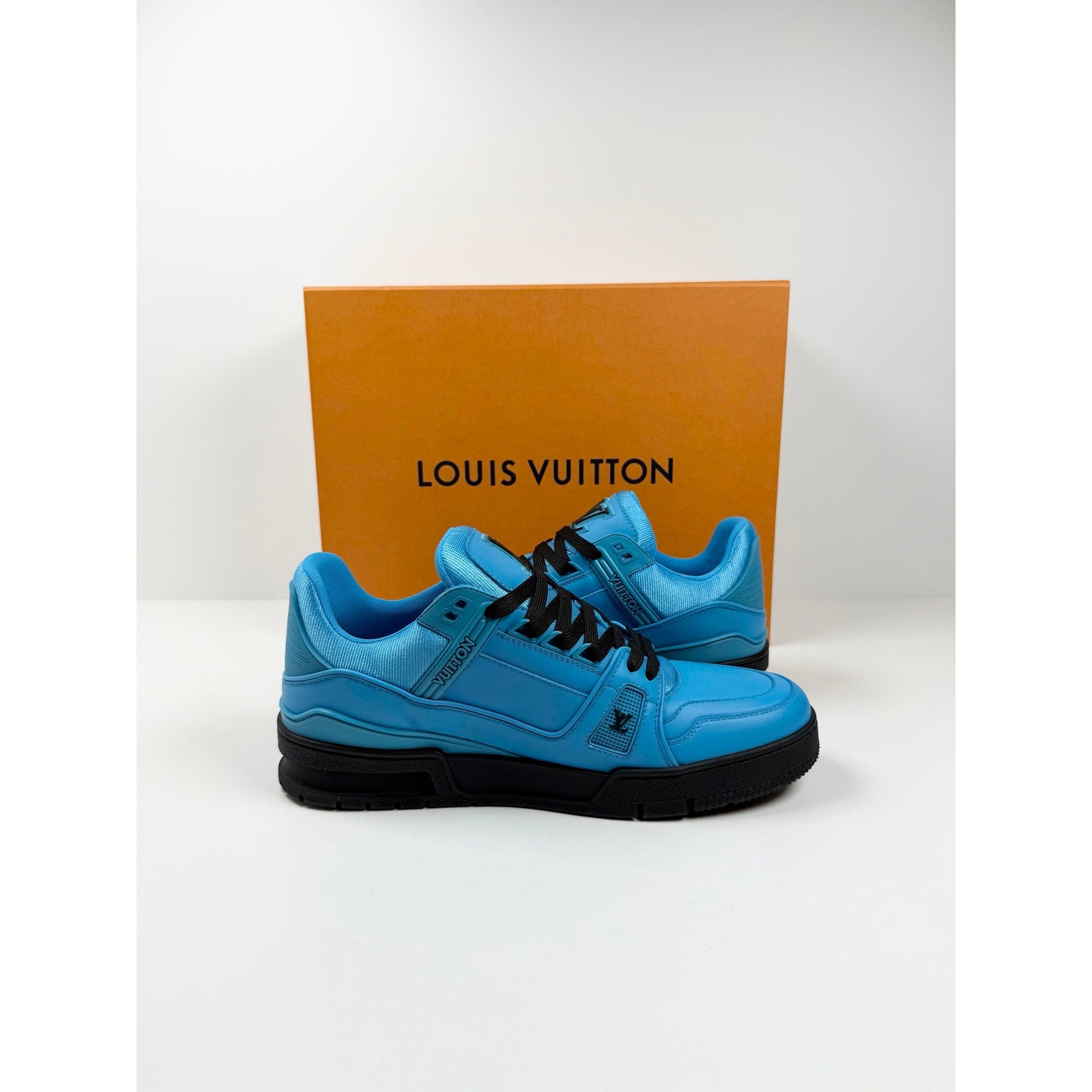 Size 7LV/8US - Louis Vuitton Leather Blue Sneakers NEW