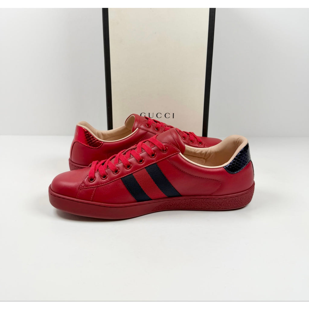 Size 9.5US - Gucci Ace Low Top Red Leather