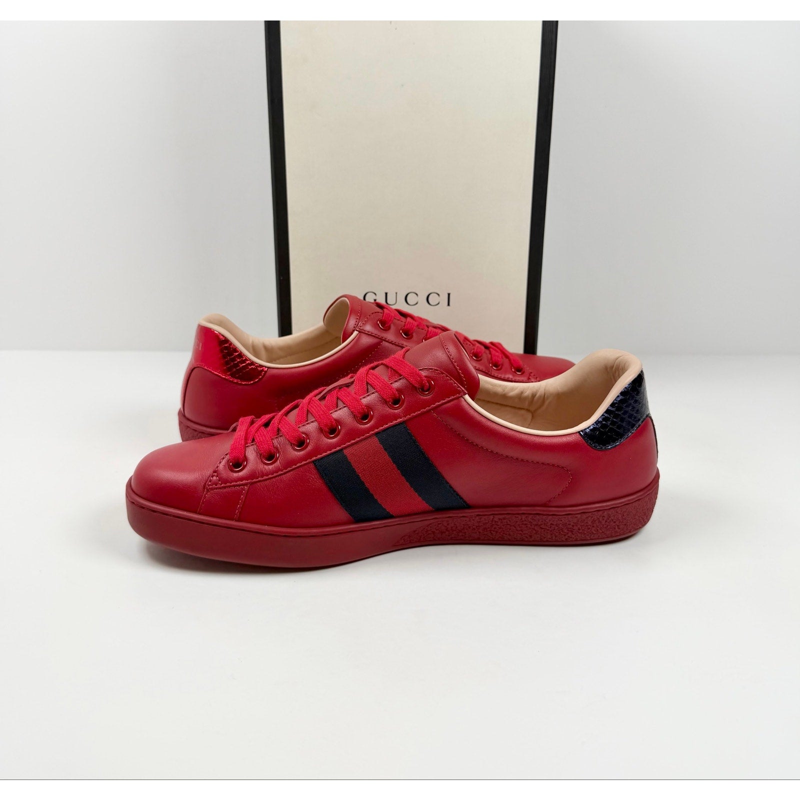 Size 9.5US - Gucci Ace Low Top Red Leather