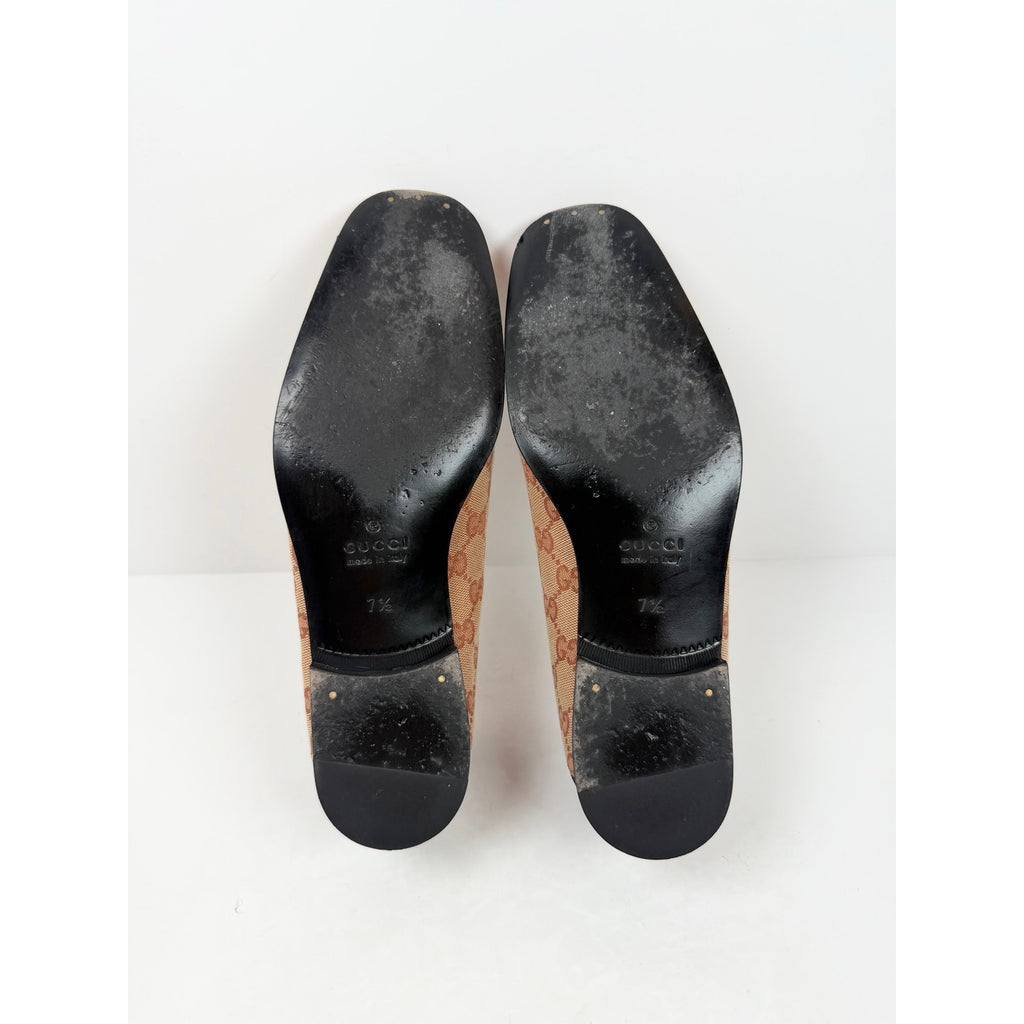 Size 8US - Gucci Monogram Canvas Loafers