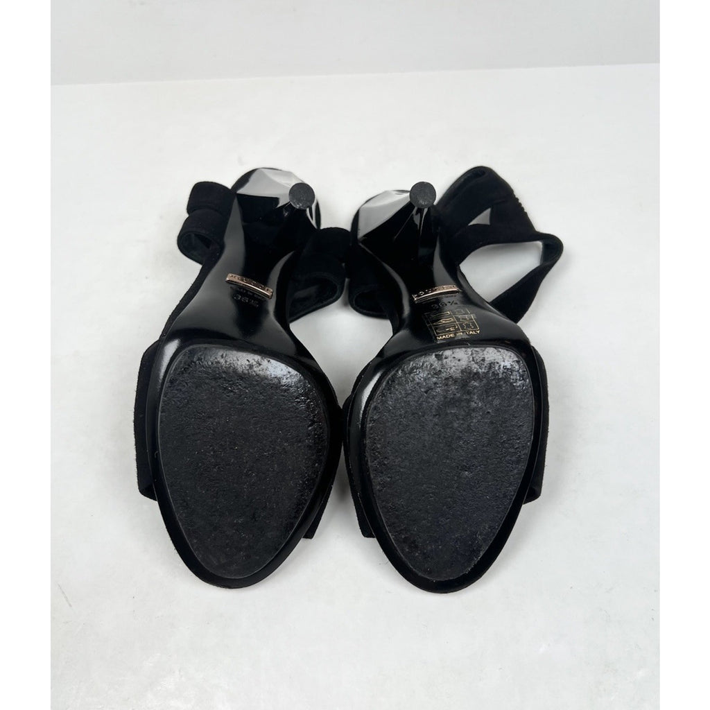 Size 36.5EU/6.5W - Gucci Black Suede Liberty Slingback Heels