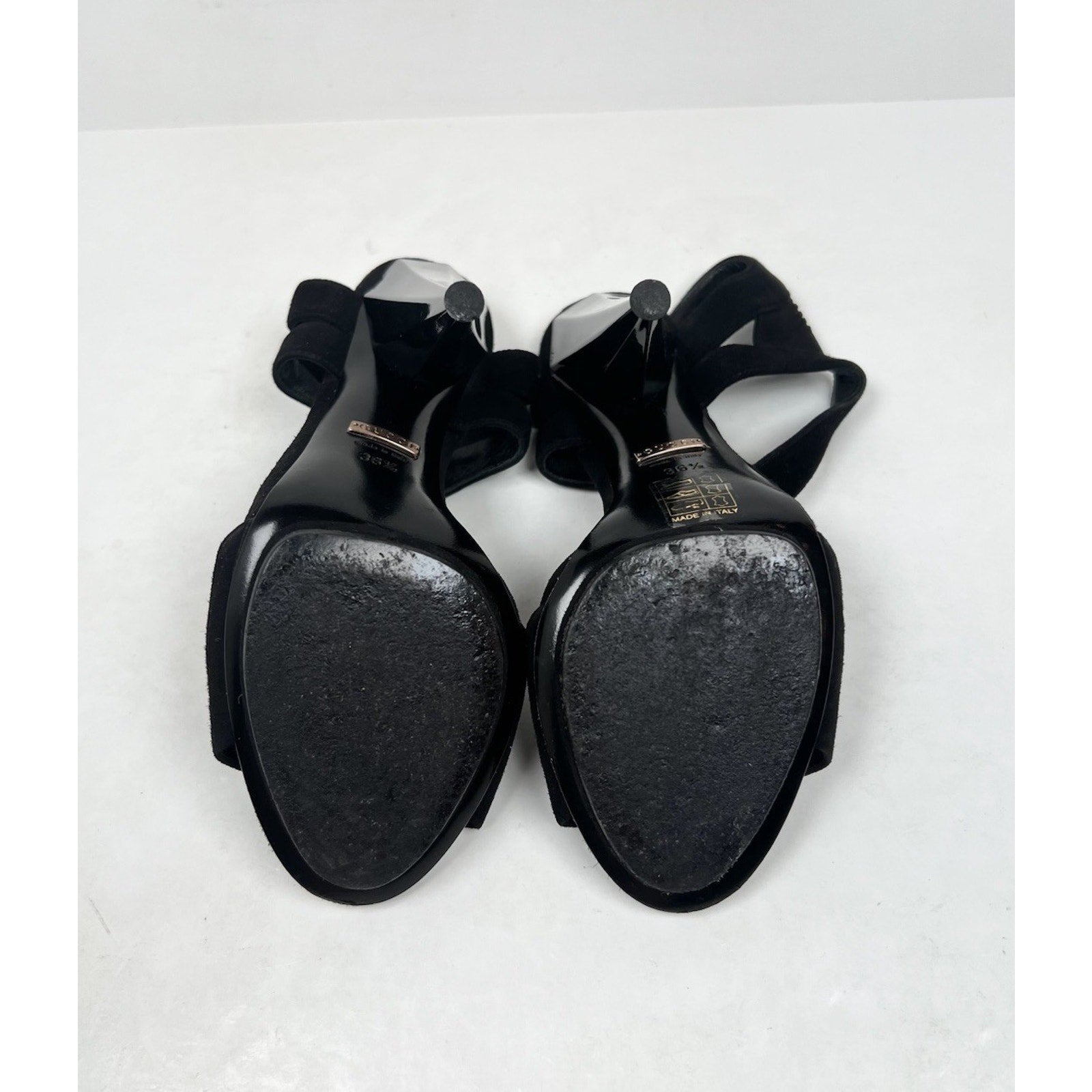 Size 36.5EU/6.5W - Gucci Black Suede Liberty Slingback Heels