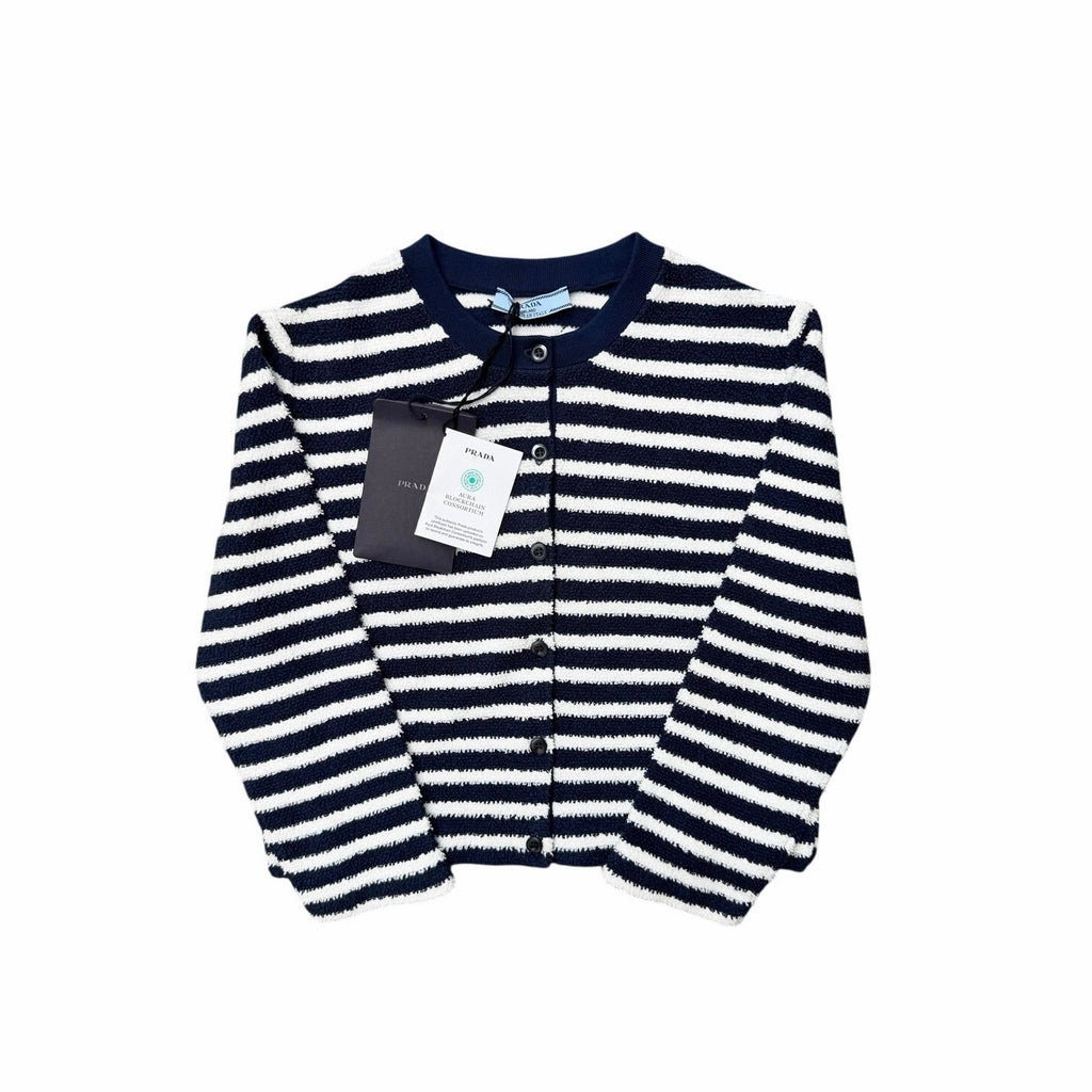 Size M - Prada Striped Bouclé Cardigan Sweater NEW