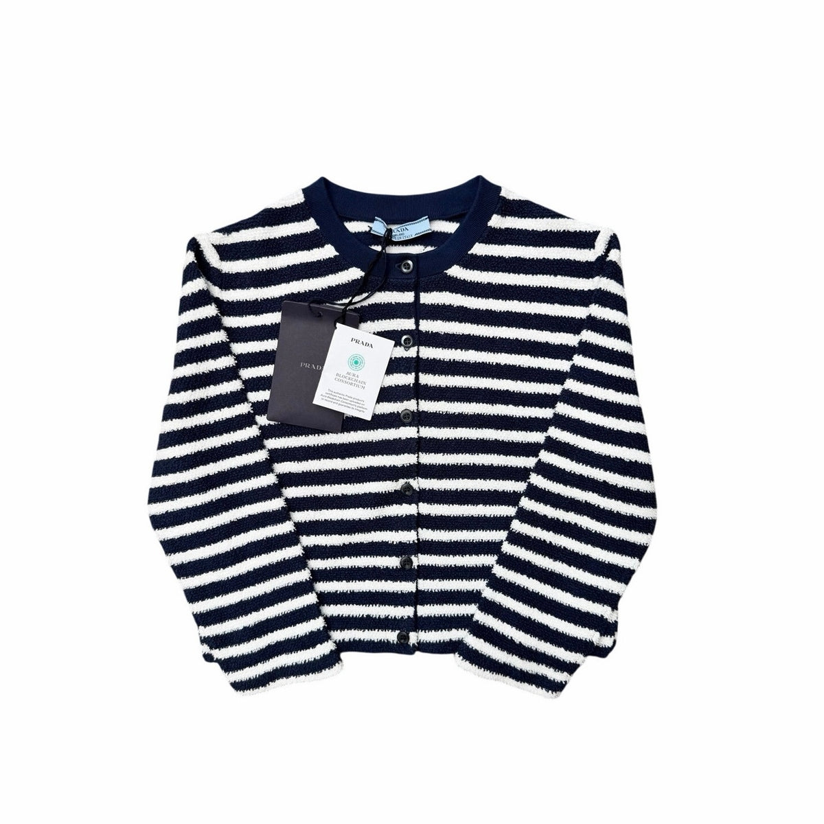 Size M - Prada Striped Bouclé Cardigan Sweater NEW