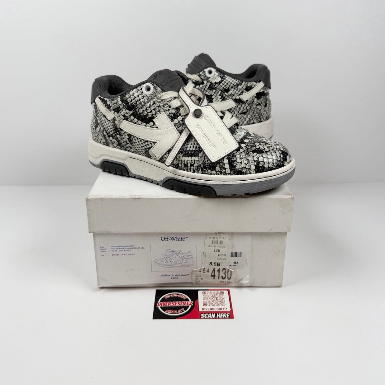 Size 8.5 Women - Off-White Out Of Office Python Skin
