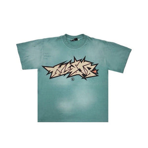 Size L - Hellstar Crack Print Faded Distressed Green NEW