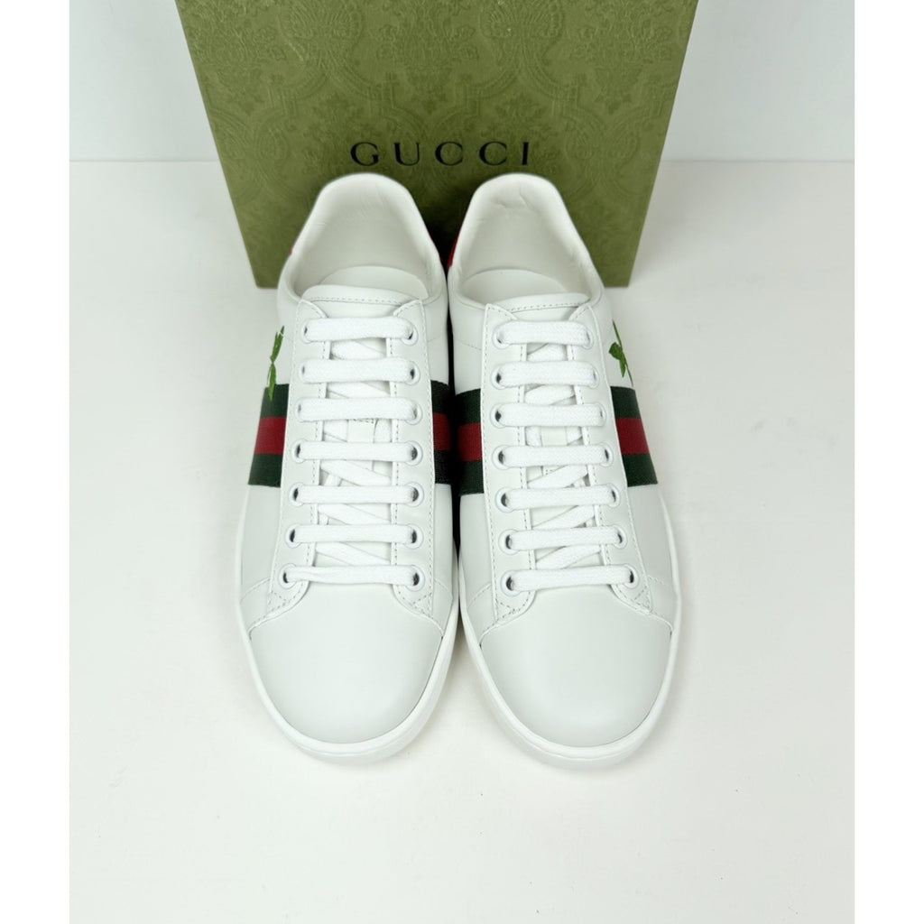 Size 4.5W - Gucci Ace Embroidered Cherry Leather NEW