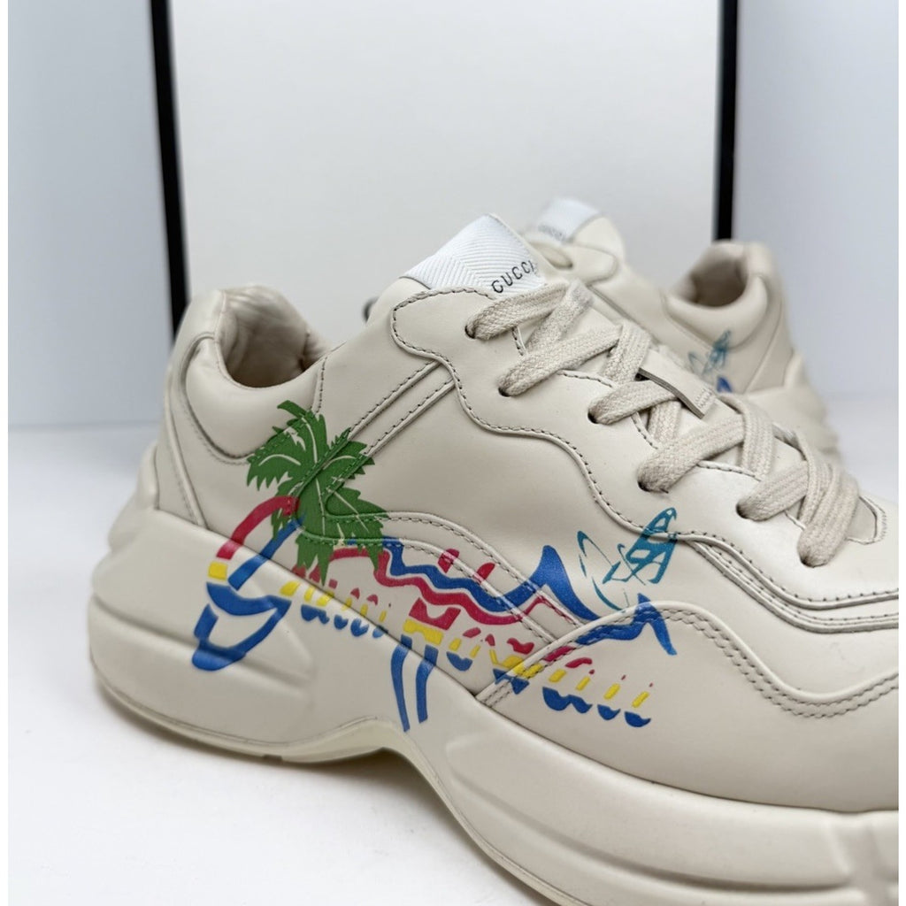 Size 7.5US - Gucci Rython Ivory Leather Hawaii