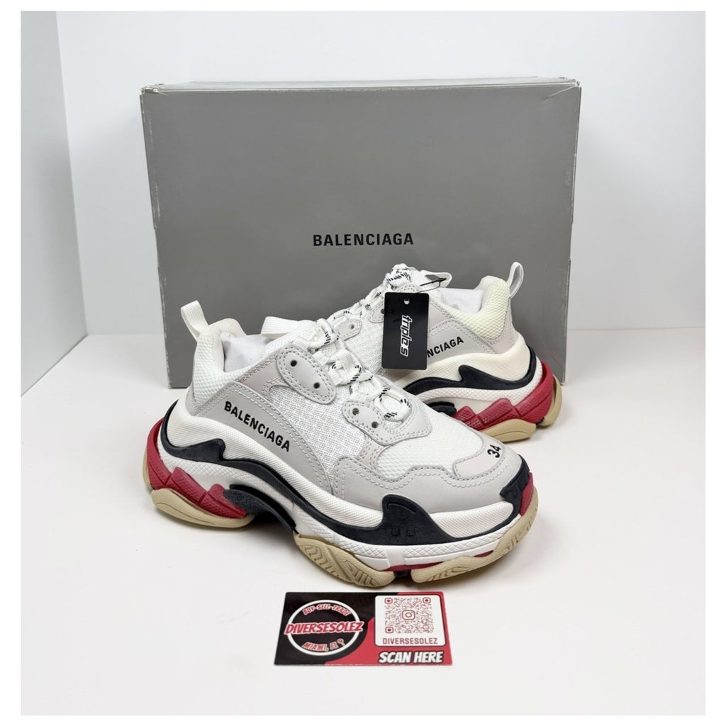 Size 34EU/4W - Balenciaga Triple S Distressed White NEW