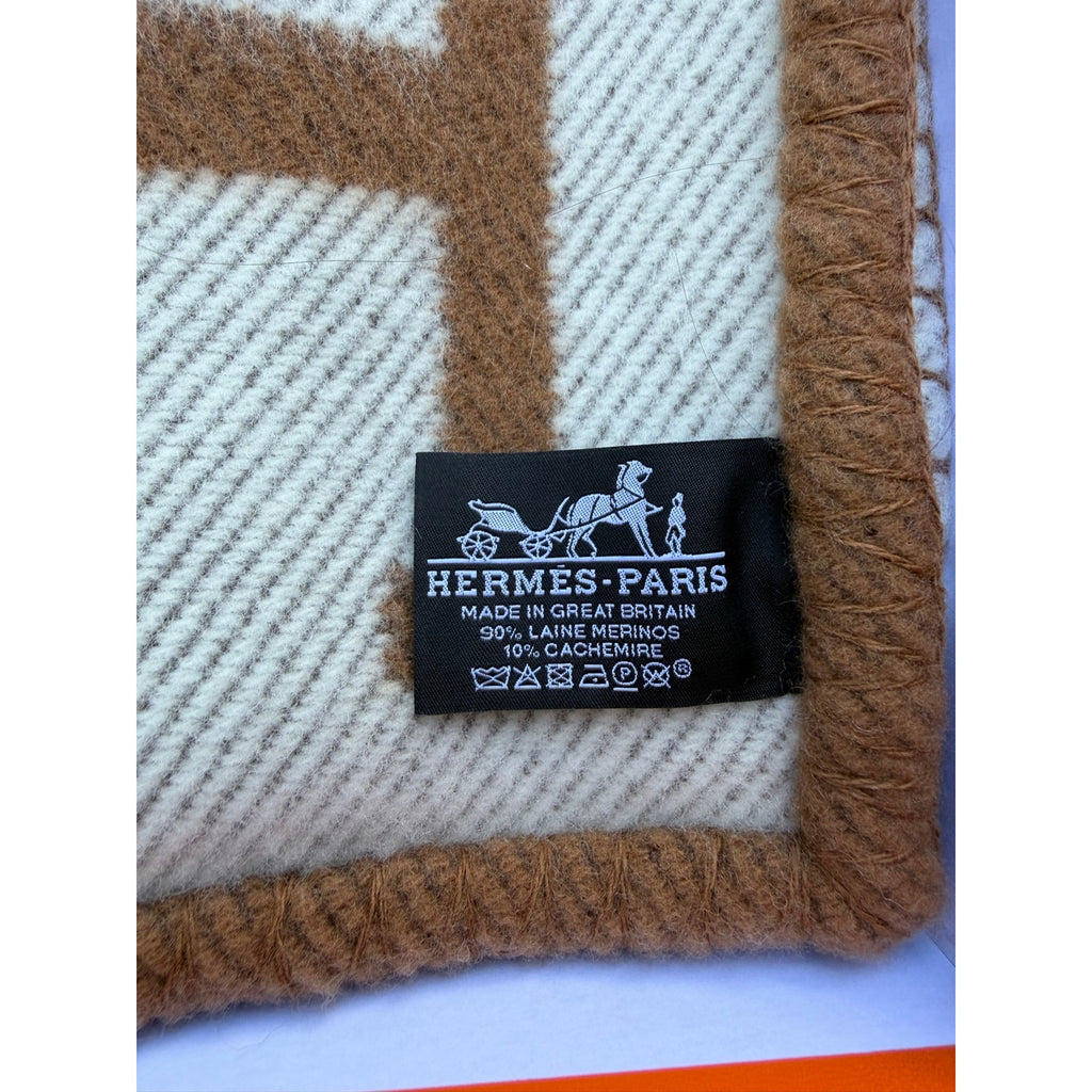 Hermes Avalon Throw Blanket Ecru NEW