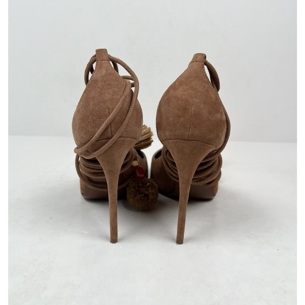Size 5.5 - Dolce Gabbana Suede Ankle Lace Tassle Stilleto Heels