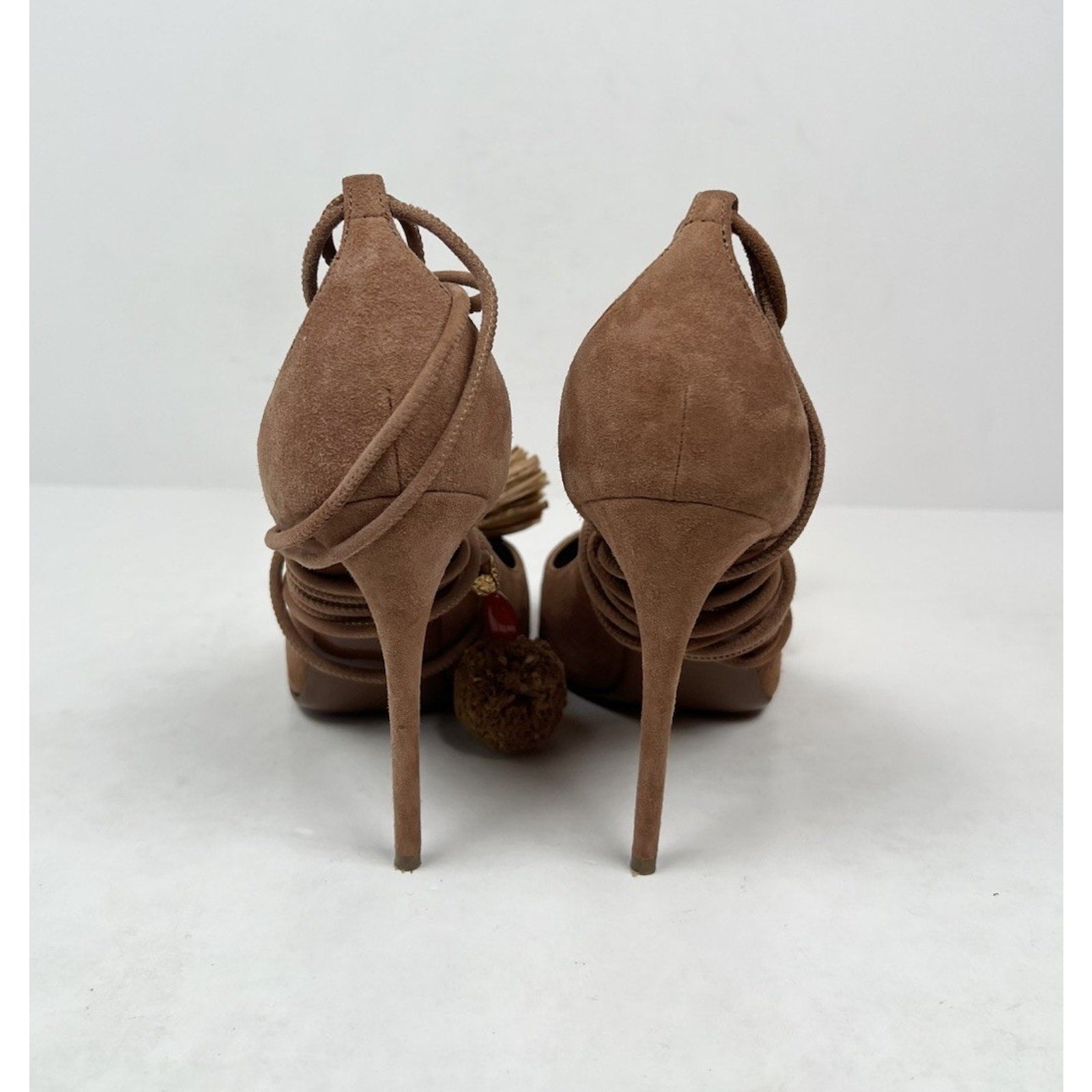 Size 5.5 - Dolce Gabbana Suede Ankle Lace Tassle Stilleto Heels