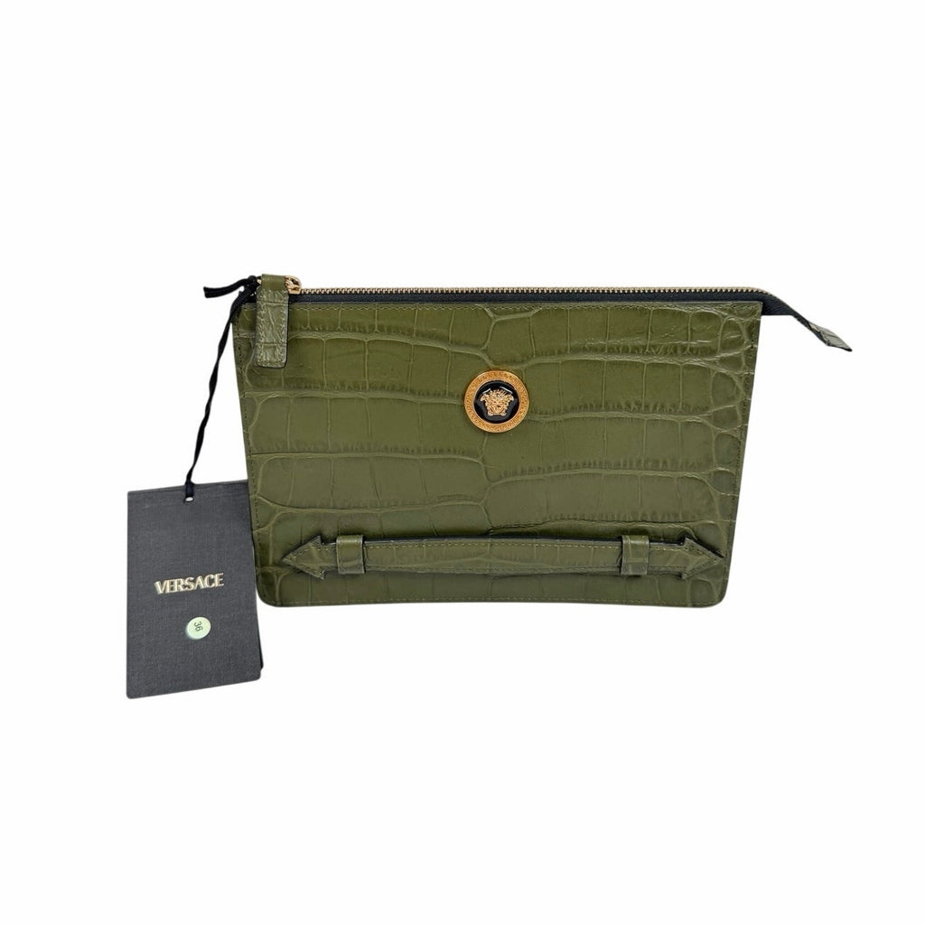 Versace Crocodile Leather Clutch Bag