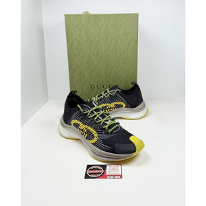 Size 11.5US - Gucci Run GG Black Yellow Knit NEW