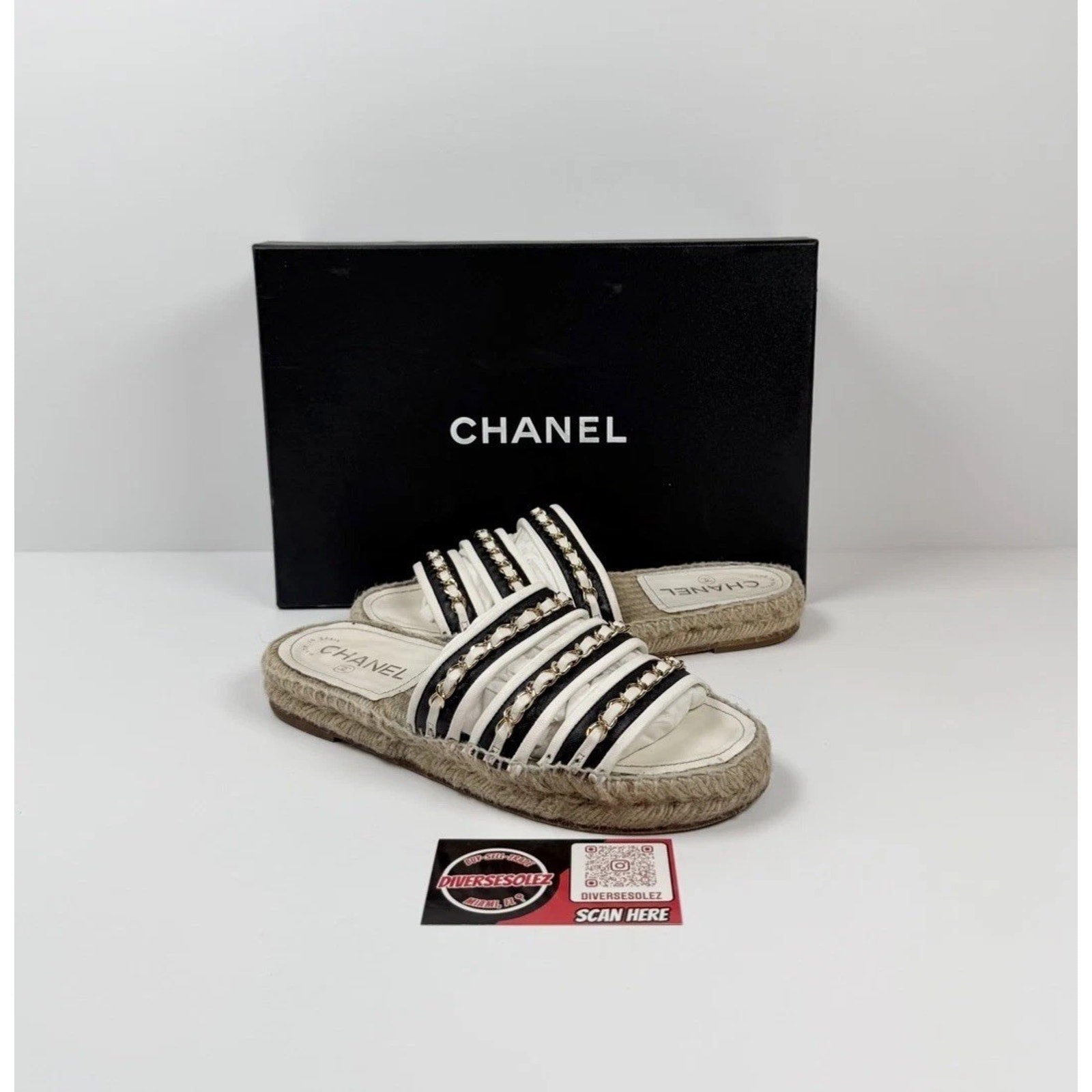 Size 36EU/6W - Chanel Chain Link Leather Espadrilles
