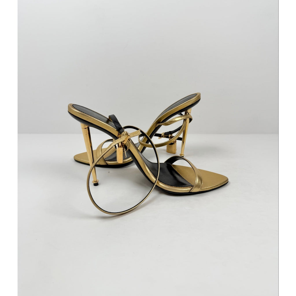 Size 11 - Tom Ford Gold Lock Stiletto Sandals