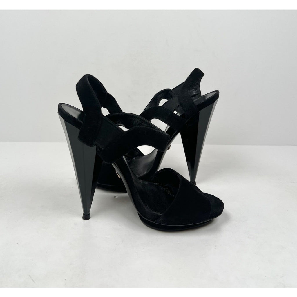 Size 36.5EU/6.5W - Gucci Black Suede Liberty Slingback Heels