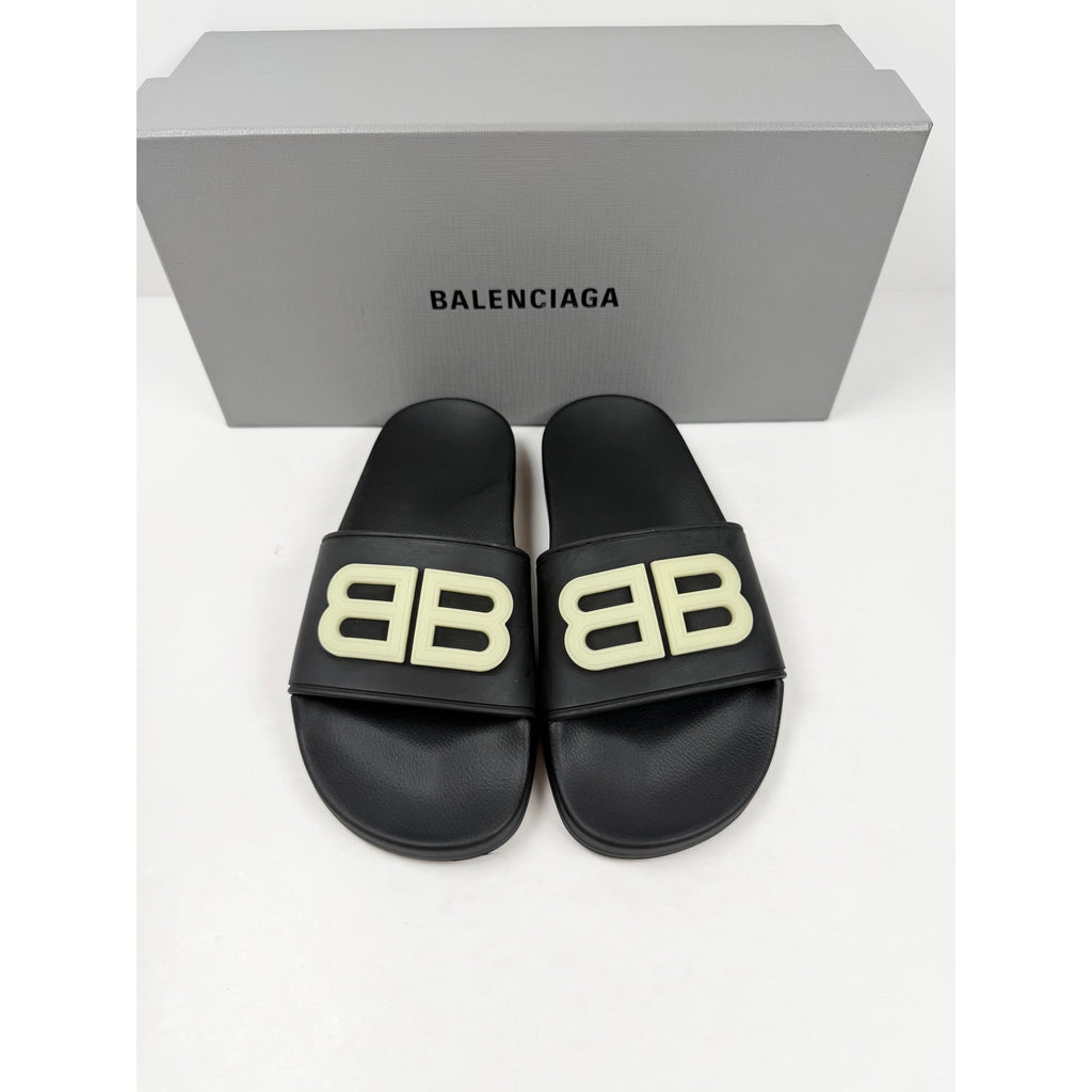 Size 35/5 - Balenciaga Slides Black Glow Womens NEW