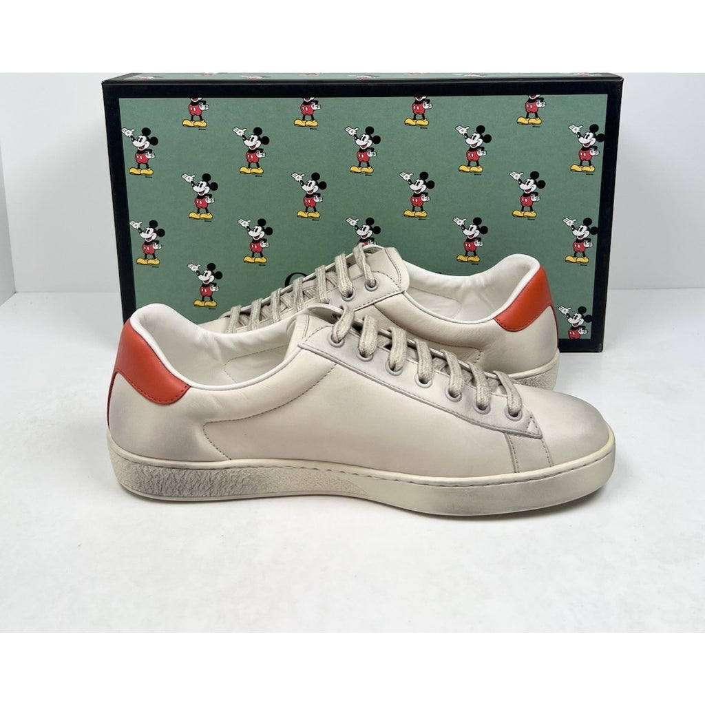 Size 8US - Gucci Ace x Disney “Mickey” Ivory Leather NEW