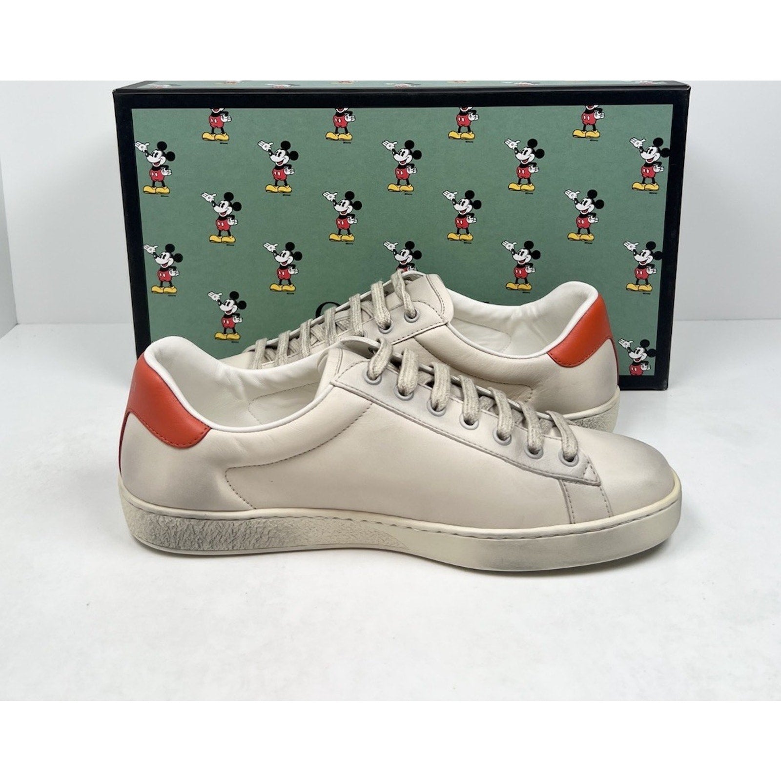 Size 8US - Gucci Ace x Disney “Mickey” Ivory Leather NEW