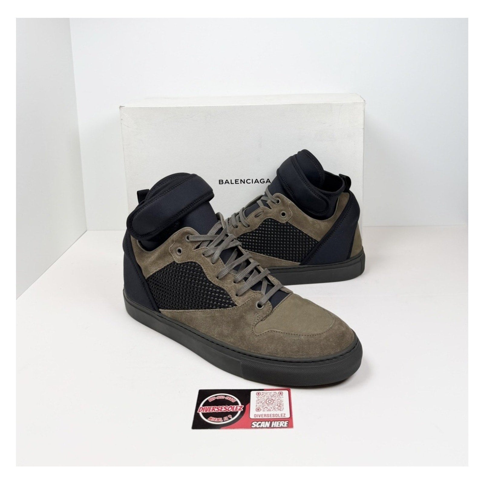 Size 45EU/12US - Balenciaga Olive Suede High Top NEW